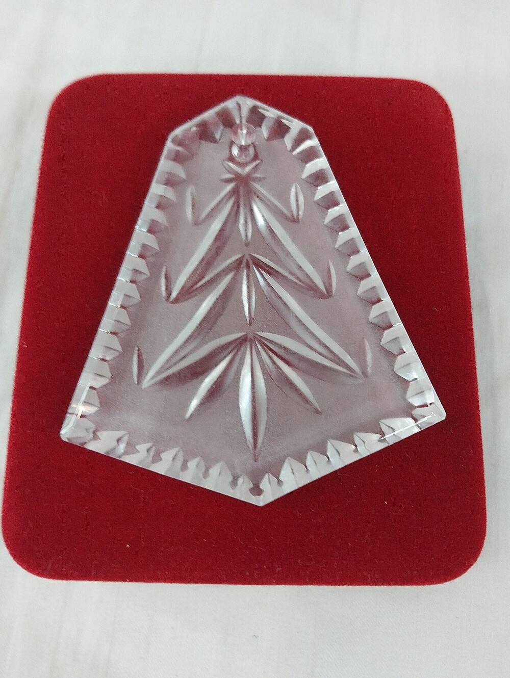 Waterford Clear Crystal Ornament In Red Velvet Pouch And Box